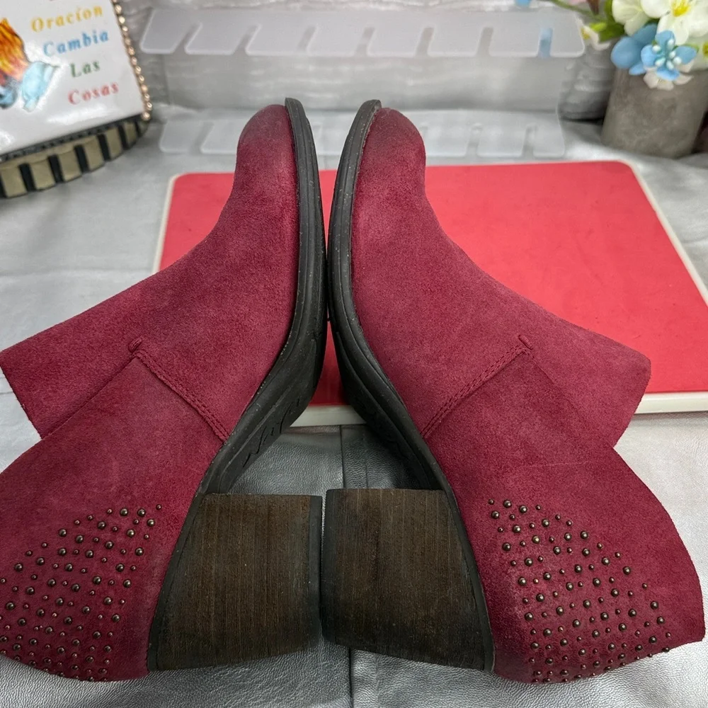 (T0) Naya Womens Valerie RedSuede leather Round Toe Block HeelsAnkle Booties 8M
